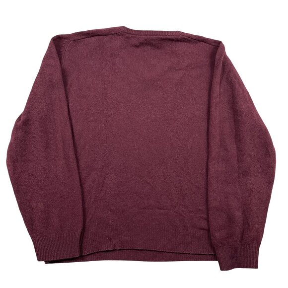VTG FieldGear Cashmere Sweater Mens XL FG VNeck Pullover Burgundy Japan - Picture 2 of 8